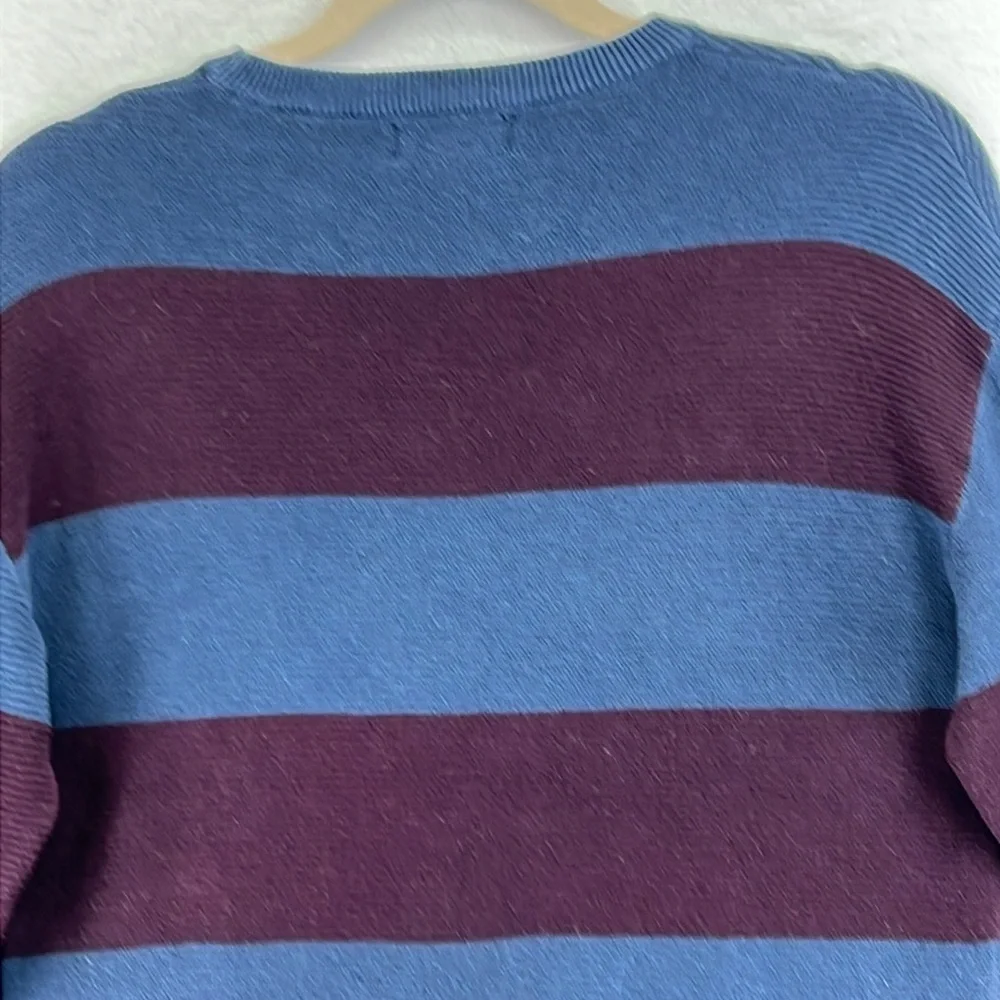 Zara Man Pullover Sweater Sz S/M* Blue/Purple Crew Neck Striped Cotton Blend